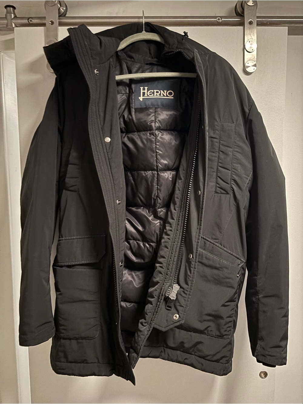 Herno Men's Black Quilted Hooded Puffer Coat